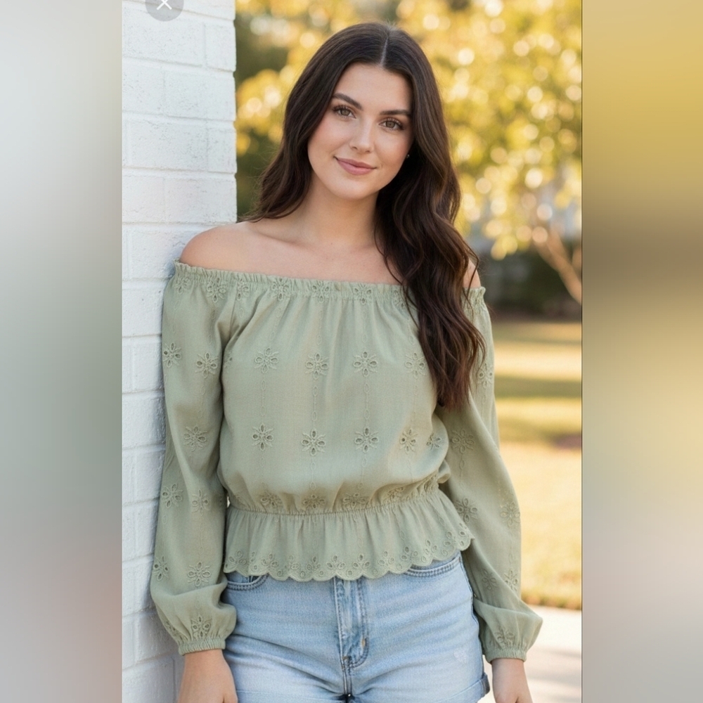 H&M medium olive green blouse